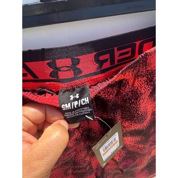 Under Armour Mens HeatGear Fitted Athletic Shorts Red/Black Size S - Picture 6 of 6